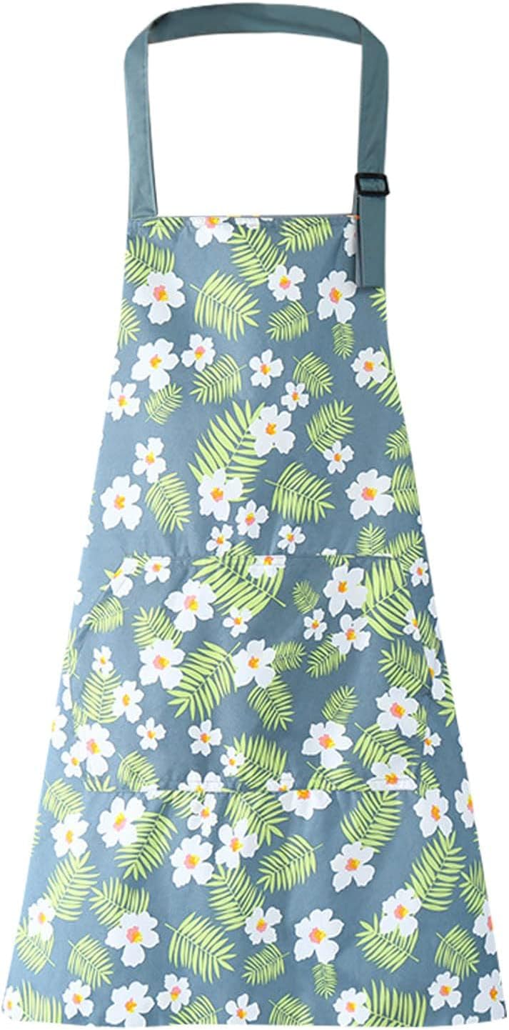 Azonee Chefs Kitchen Aprons Floral Aprons for Women Adjustable Apron with Pocket Cooking Apron Waterproof Apron for Kitchen Cooking Chef Gardening
