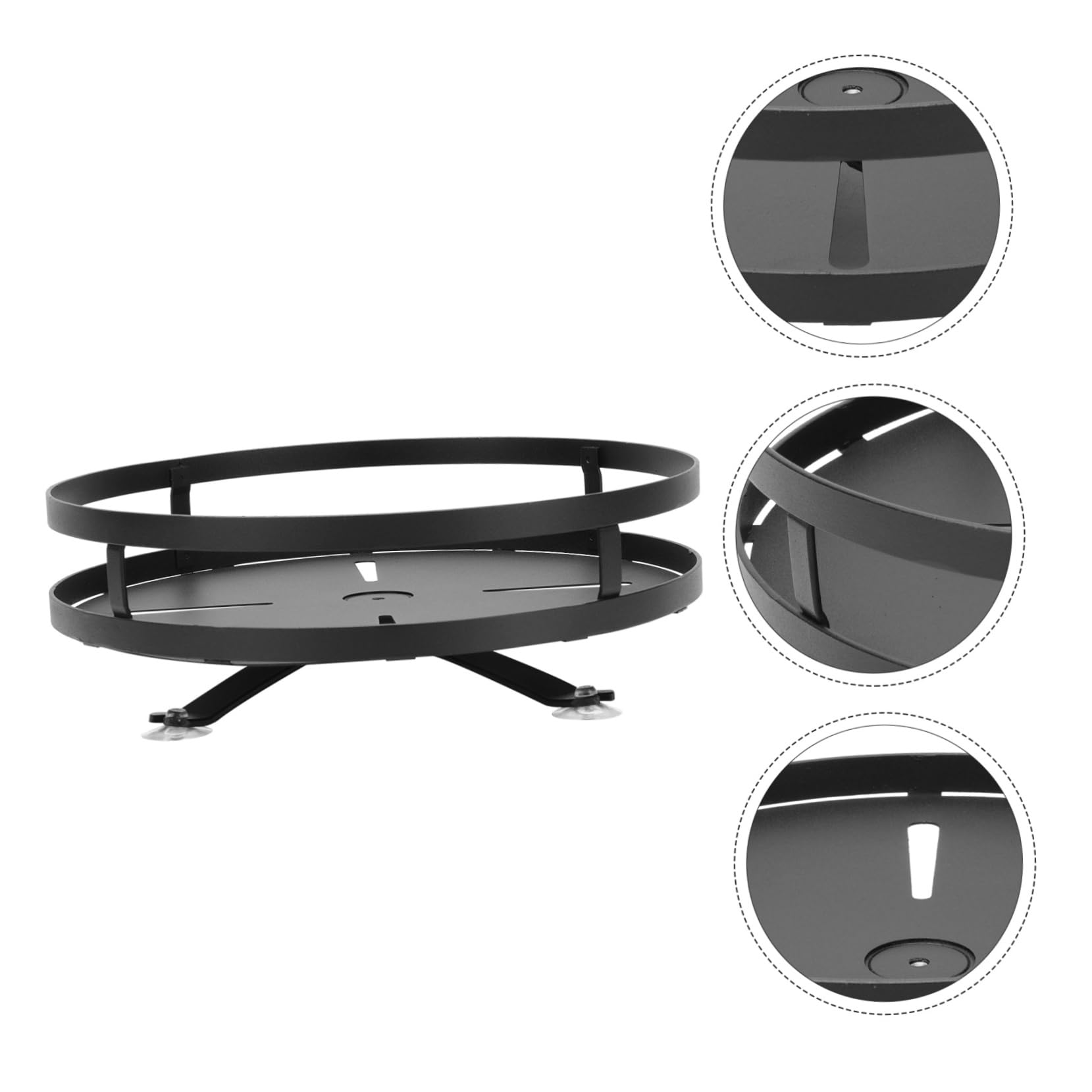 Cabilock Étagère à Épices Rotative en Acier Inoxydable Noir, Support de Condiments Gain de Place Cuisine et Placard Domestique