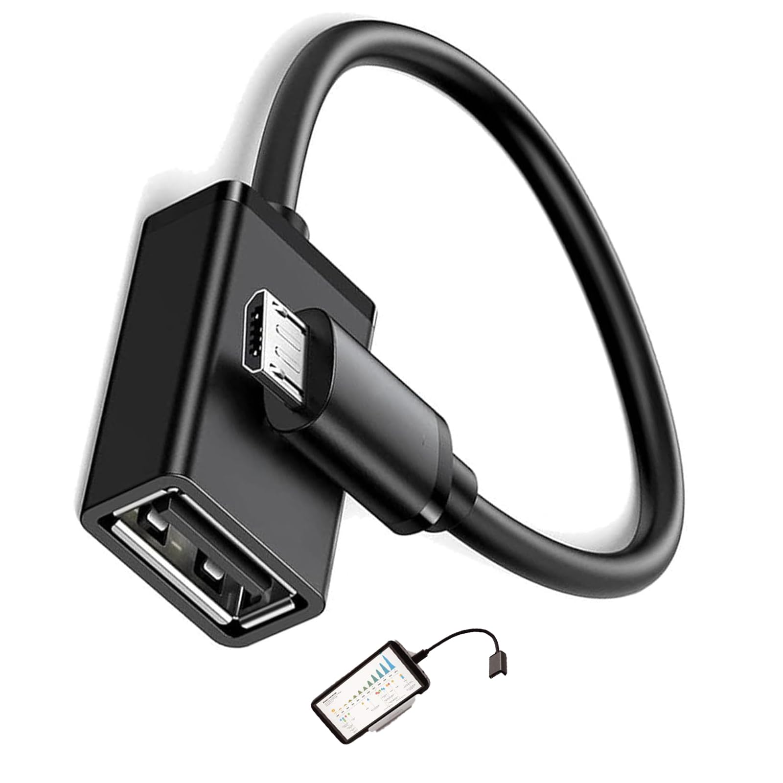 Mirhua micro usb 変換 OTGケーブルUSB2.0ホスホスト キーボード、マウス、ゲームハンドルなどの機器にはブラックを使用 15cm前後USB オス-USB A メス パソコン接続USBディスク