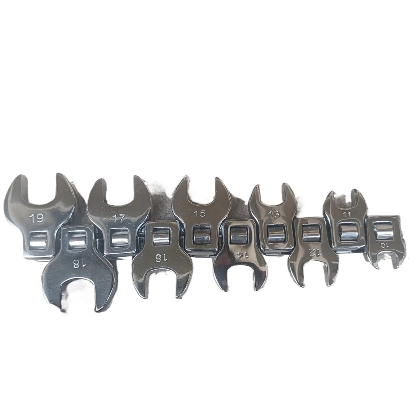 Xuczhai One Color 10 Pcs 3/8 Inch Drive Crow Foot Wrench Set To 19Mm Metric Chrome Plated Crowfoot