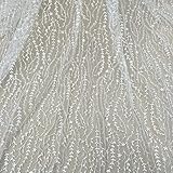 51' Wide Ivory White Net Tulle Mesh Flower Wedding Lace Fabric Bridal Luxury Embroidery Lace Fabrics for DIY Wedding Dresses Half Skirt Dress Curtains Table Clothes Background 3 Yard, Ivory White 5)