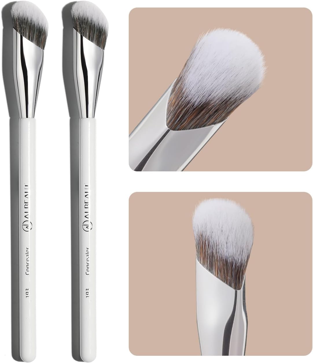 Albeaut Concealer Makeup Brushes 2 PCS Angled Brushes for Liquid, Cream, Stick Concealer Foundation Nose Contour Eyeshadow Blending(193-2pcs)