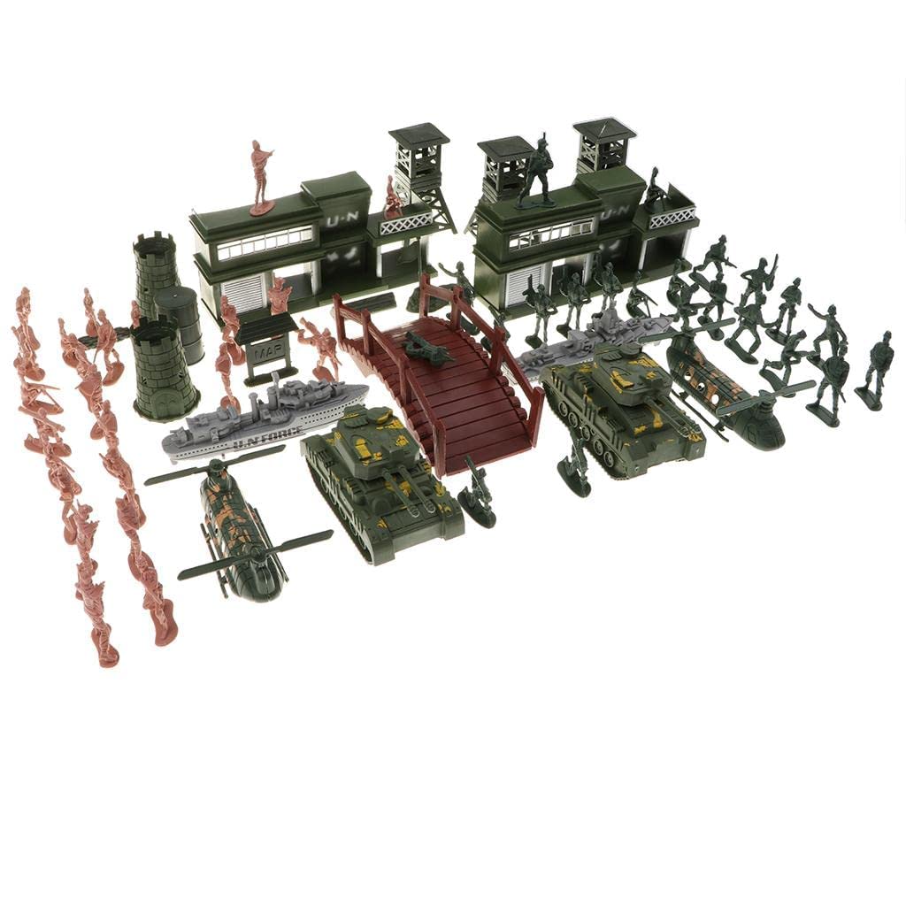 zalati Military Figures Set 1/36 with Toy Tanks Soldiers Combat Ships Accessories for Kids