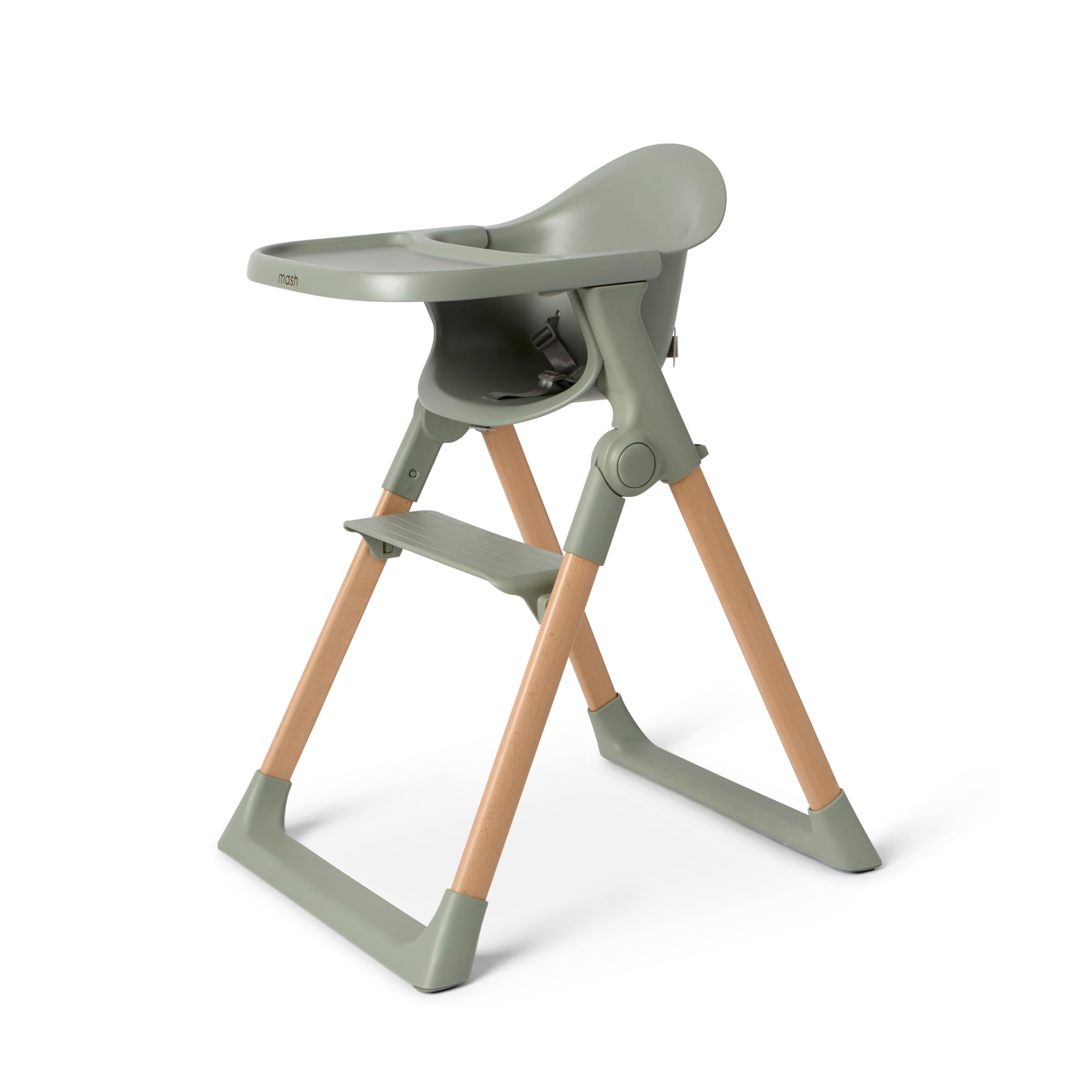 Mash - Trona de Baby Elegance | Trona salvia para bebés y niños pequeños con reposapiés ajustable, bandeja extraíble y almohadilla de asiento | Plegable y portátil