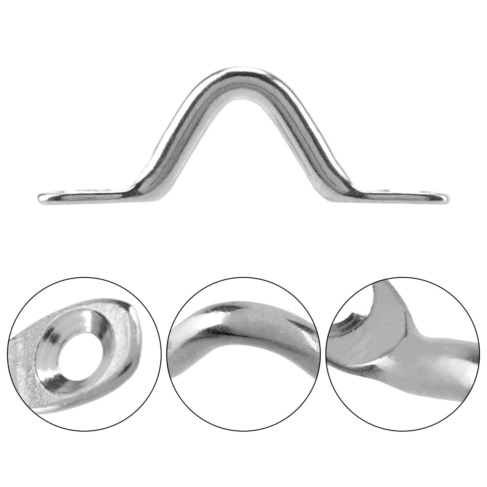 ZOENHOU Pack of 40 Pad Eye Straps Fender Eyelet Kayak Stainless Steel Deck Loops Bimini Boat Top Pad Eye with 80 Screws Fender Eyelet Eye Straps for Kayak Canoe Kayak Canoe Rigging (4.5 mm) - Image 4