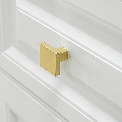 Miniatura 5 de FURFITT Paquete de 10 pomos cuadrados de latón cepillado para gabinetes de 1-316 pulgadas de longitud de aleación de zinc sólido para cajones y