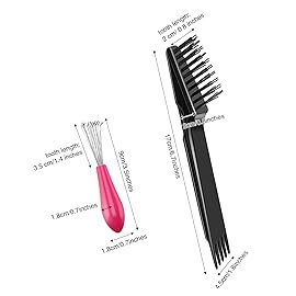 Boao 2 Pieces Hair Brush Cleaning Tool Comb Set Mini Hair Brush Dirt Remover with Metal Wire Rake for Removing Hair Dust Home and Salon Use(Pink and Black)