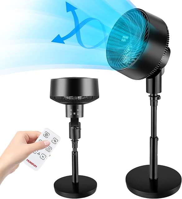 Air Circulator Fan Super Quiet with DC Motor Whole Room Oscillating Standing Floor Fan with Remote, 6 Adjustable Height, 3...