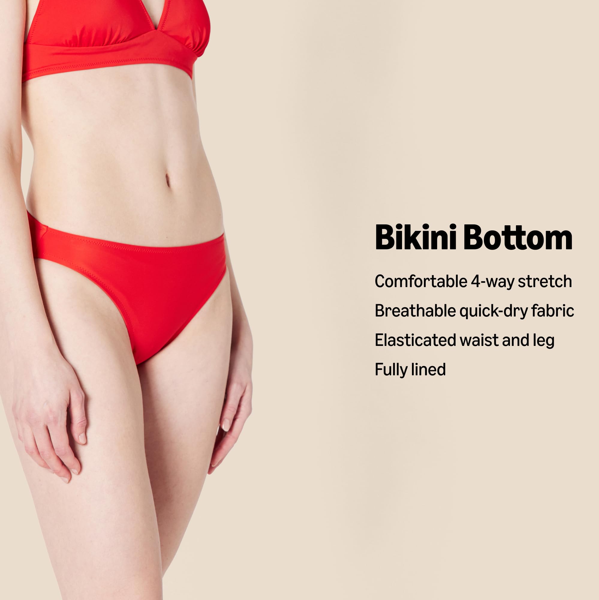Amazon Essentials Damen Klassisches Hüftbikini-Unterteil mit voller Bedeckung