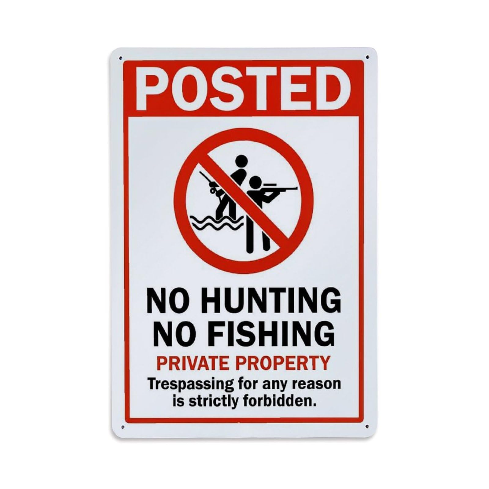 Jdfenggu Vintage No Hunting No Fishing Sign Retro Metal Tin Sign, Metal Poster For Bar, Home, Man Cave, Kitchen, Laundry Room Art Decor 8X12 Inch