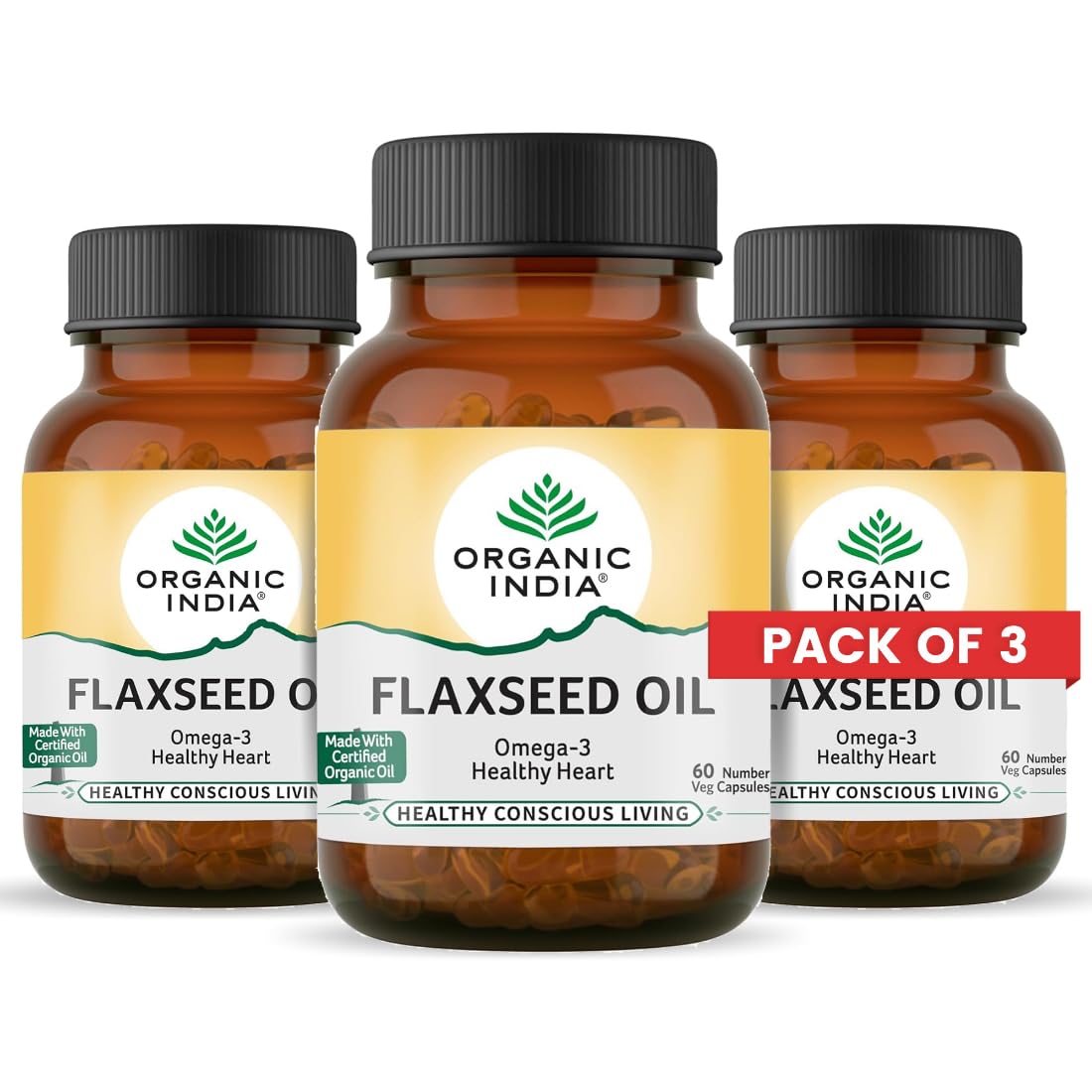 Organic India Flaxseed Oil 60 Capsules - Pack Of 3-image-35