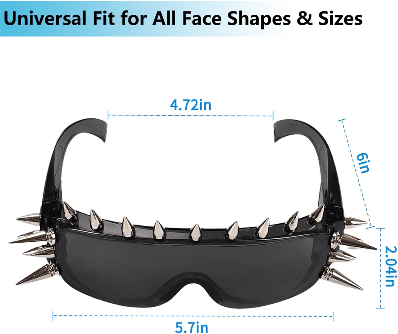 Punk Spike Sunglasses - Goth Y2k Rock Accessory with Metal Rivets for Halloween Cosplay, Club Rave - Image 2