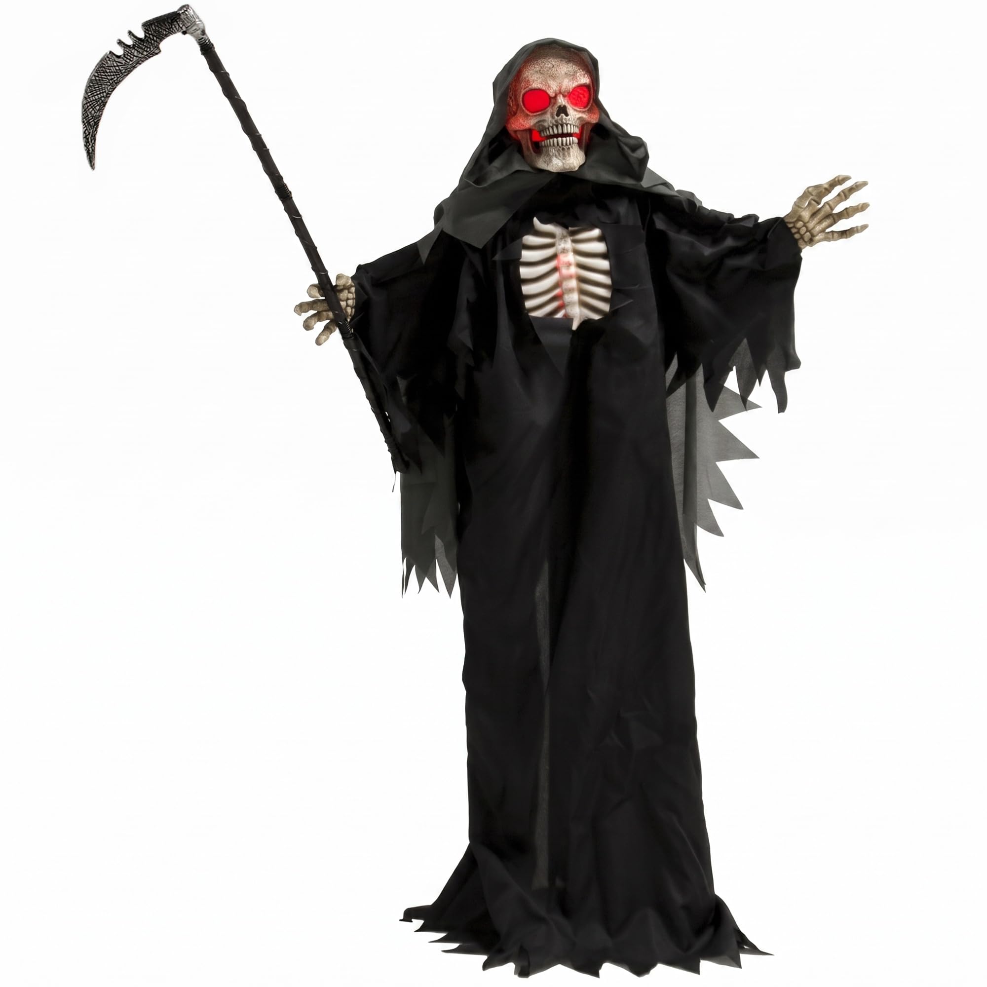 Homcom Unisex Black 67"/170Cm Life Size Animated Grim Reaper Halloween Decoration In