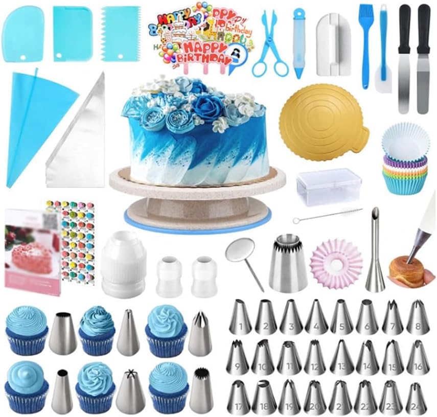 253 Piece Cake Turntable Set, Baking Tool Combination Cookies And Flower Mouth