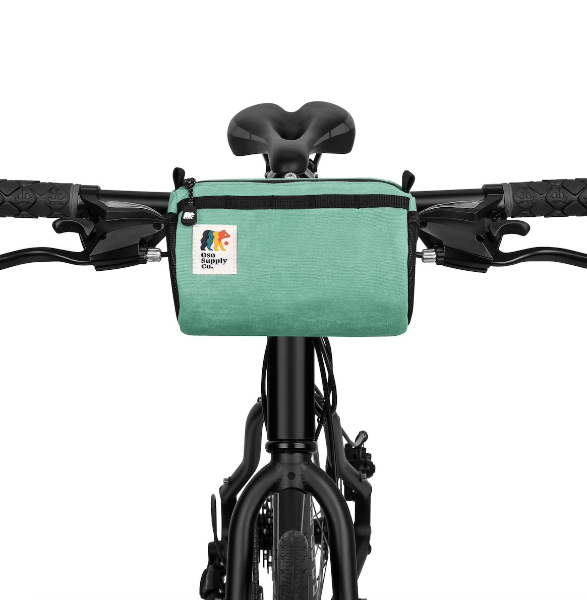 Oso Supply Co - Bolsa para manillar de bicicleta - Exterior de lona encerada con cremallera impermeable de acceso rápido, bolsillos laterales de malla y amplio almacenamiento - Ideal para ciclismo,