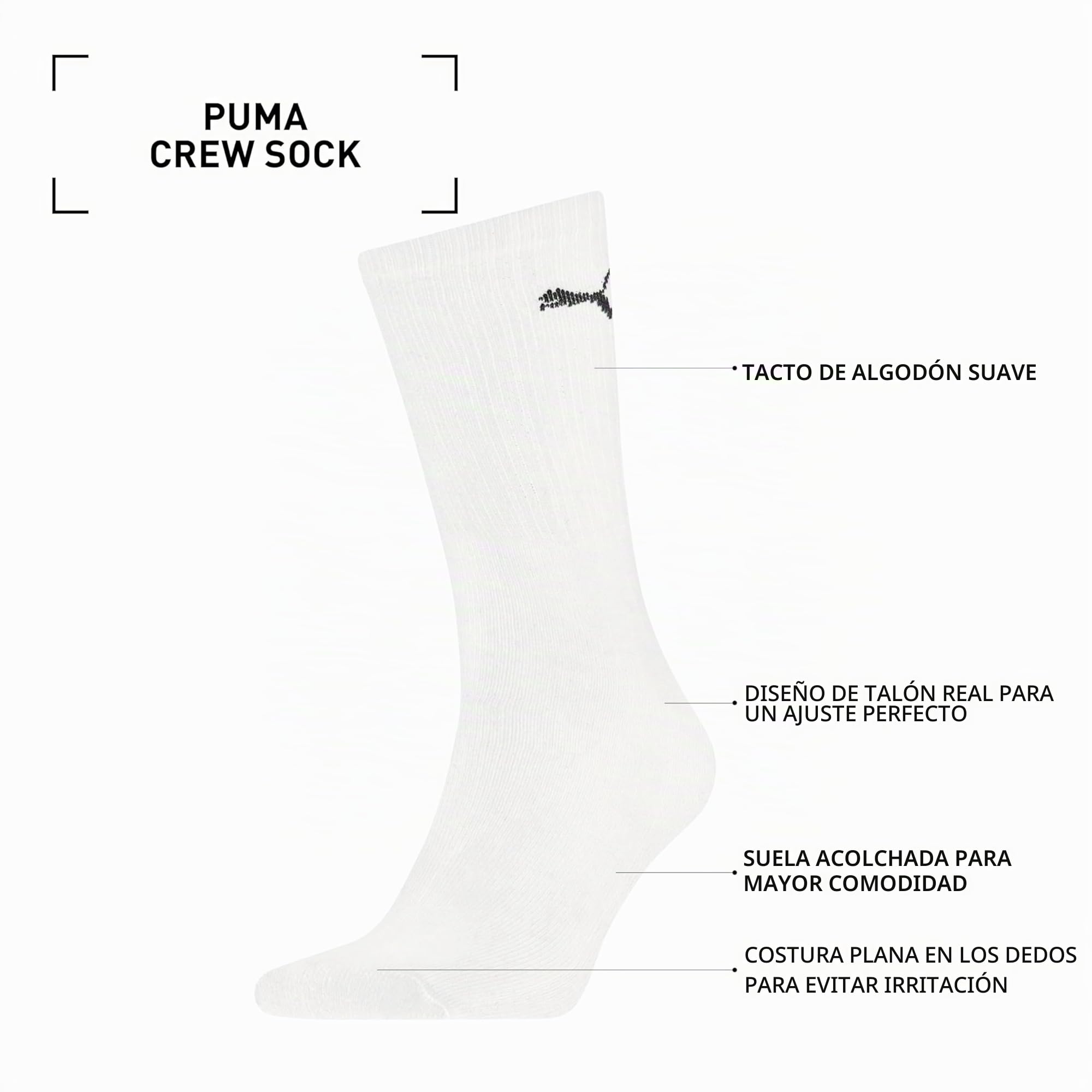 PUMA Crew Sock Calcetines Unisex adulto (Pack de 5)