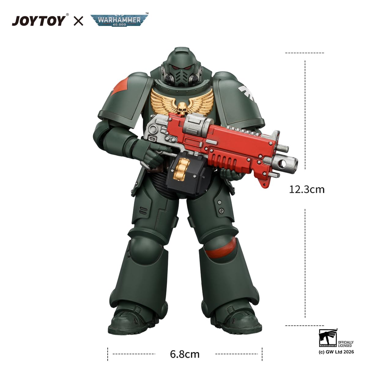 HIPLAY JOYTOY Warhammer 40k Dark Angels Intercessor z Bolterem, Bolterem Pistoletem i Mieczem Łańcuchowym JT03868 Zestaw Figurek Akcji w Skali 1/18