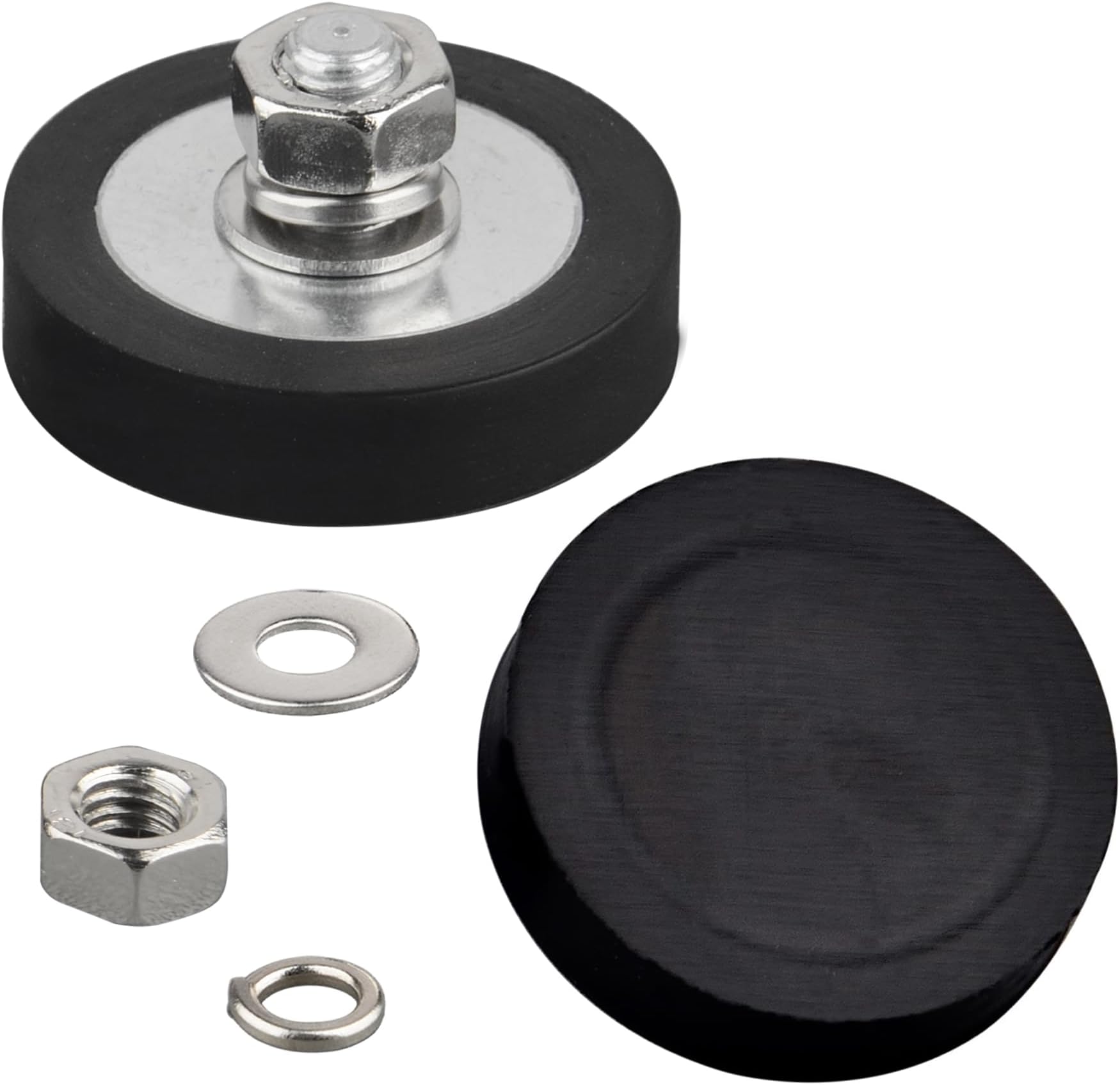 MUTUACTOR 40lb Strong Rubber Coated Neodymium Magnet with Male Threaded Stud M6,4PCS Anti-Slip Magnetic Mounting Rare Earth Magnets Heavy Duty for LED Signal Lighting Miniature Equipment