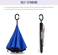 Vista 119 de SIEPASA Paraguas invertido invertido de 49/56 pulgadas, doble toldo extra grande, ventilado, resistente al viento, impermeable, paraguas de golf