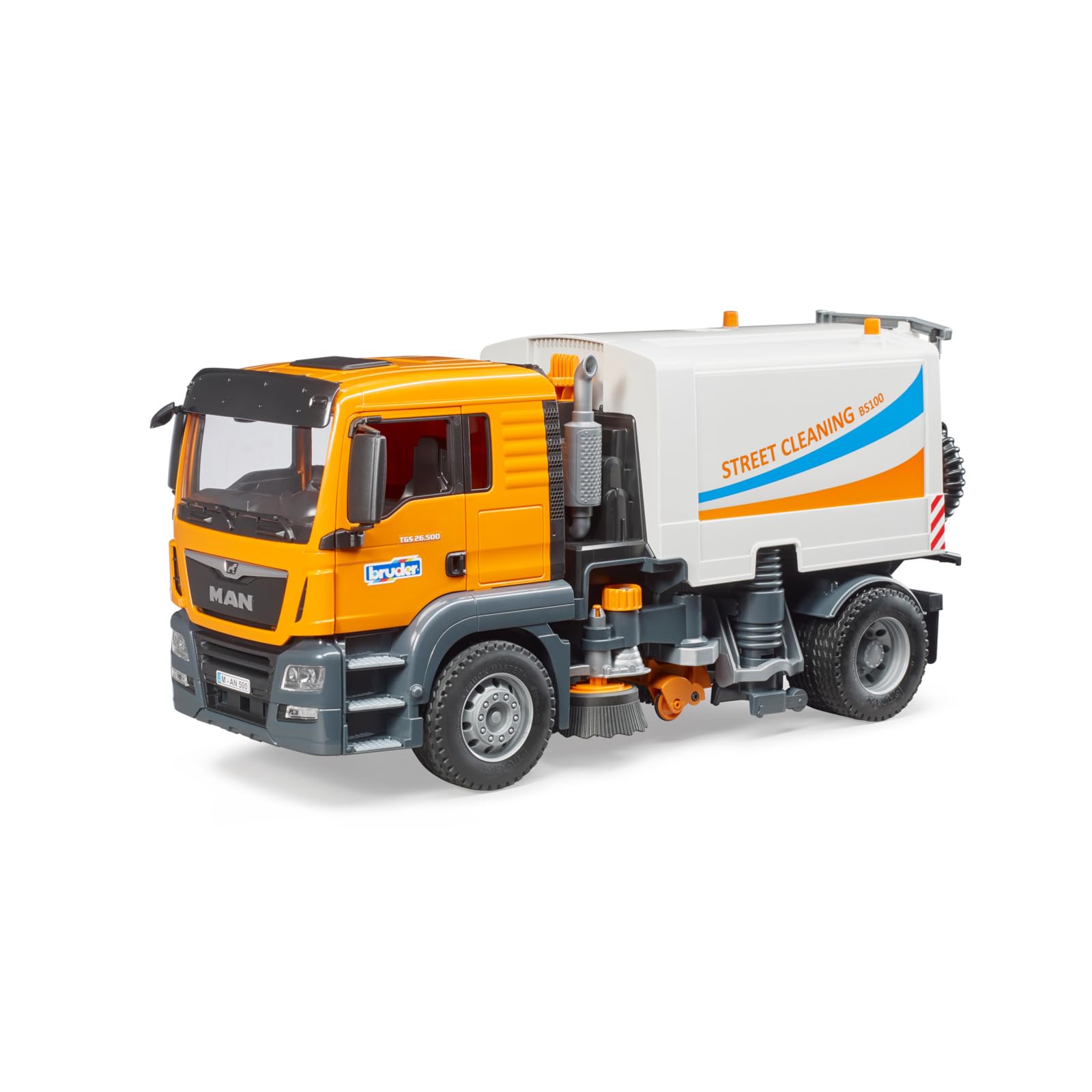 bruder 03780 - Man TGS LKW Straßenreinigung - 1:16 Kehrmaschine Reinigungs-Fahrzeug Kommunalarbeiter Müllabfuhr LKW Spielzeug Maschine