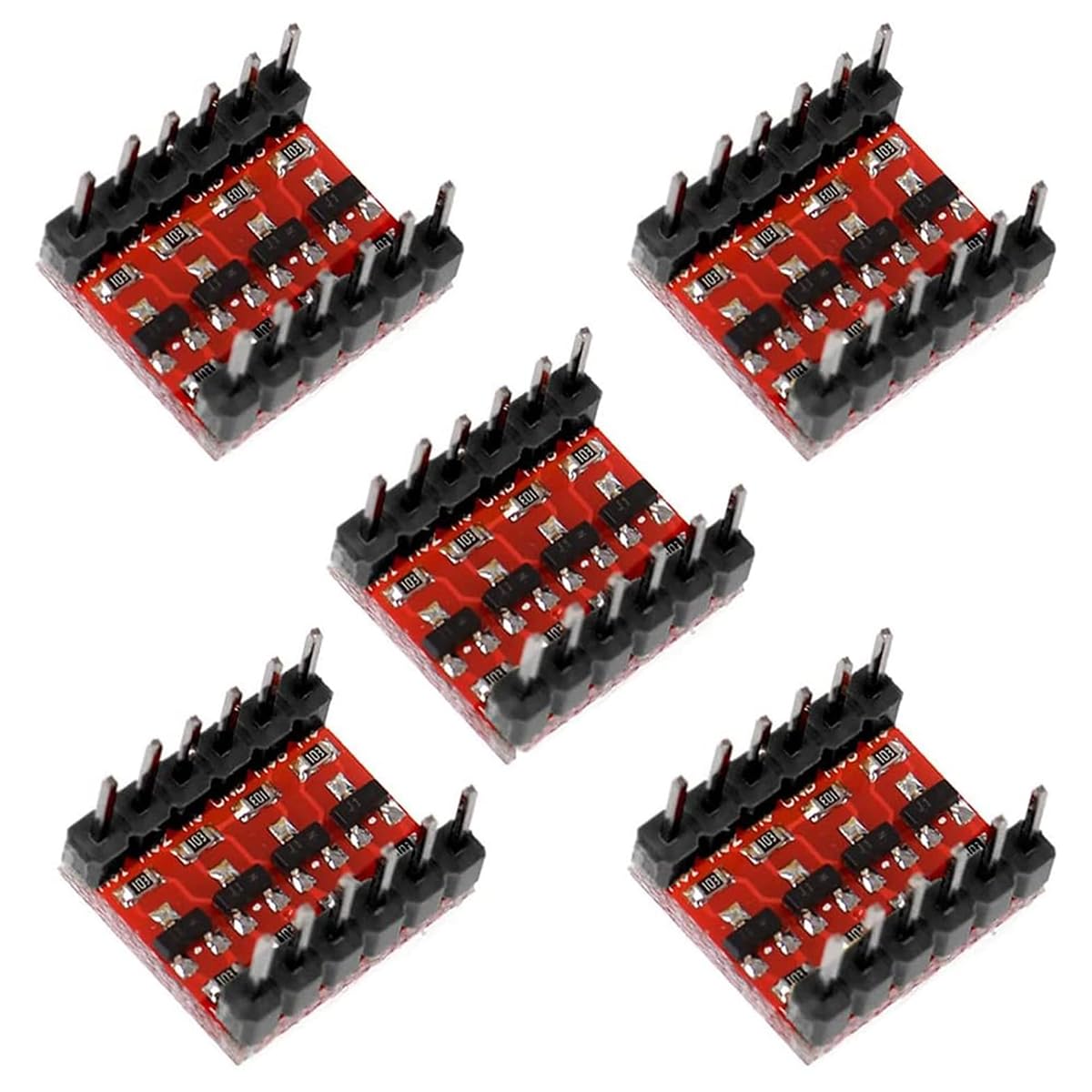 Ausi Convertidor de nivel lógico bidireccional de alta velocidad de 4 canales (paquete de 5) para placas y proyectos de desarrollo electrónico
