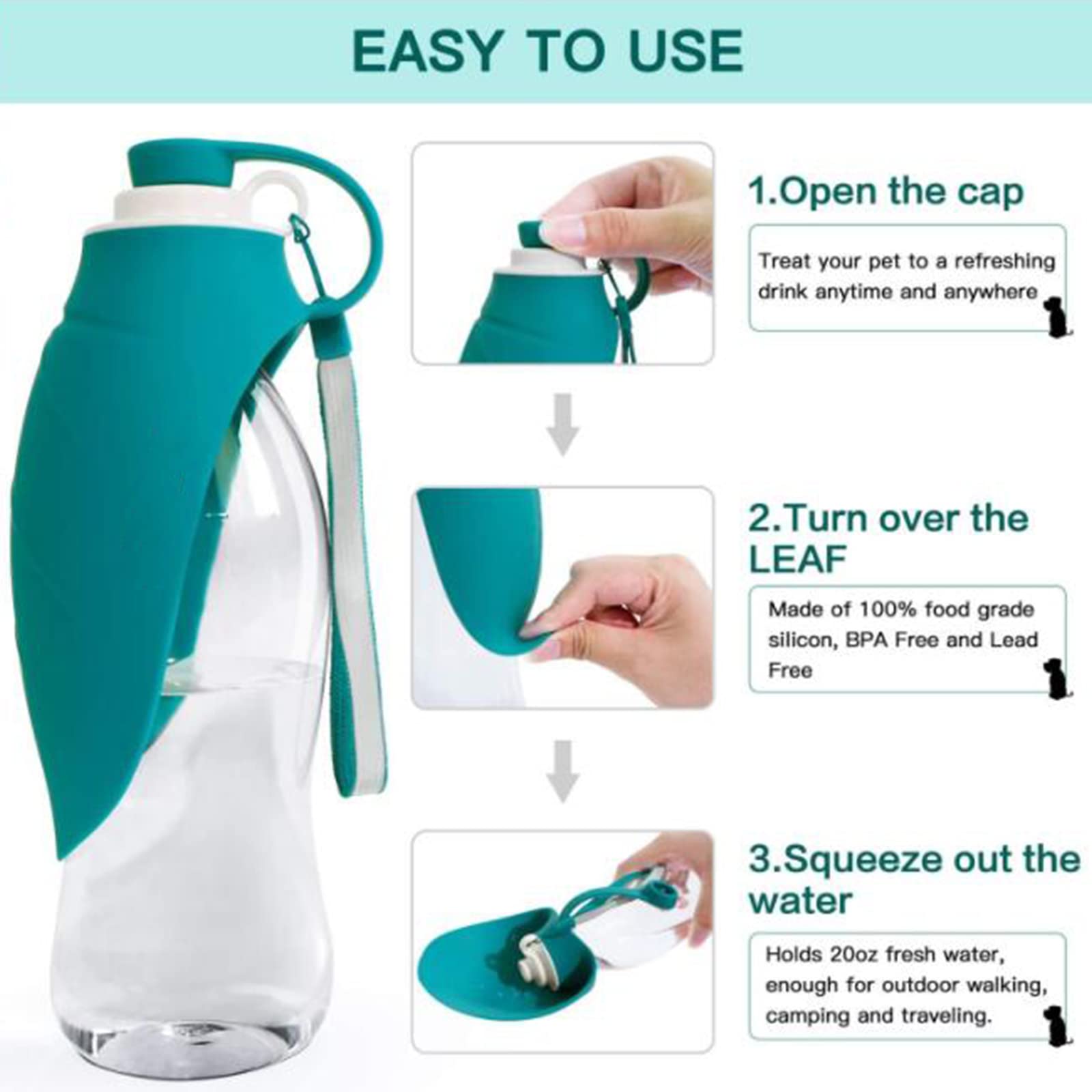 Fuente Portátil para Beber al Aire Libre, Suministros para Mascotas, Perro, Salir, Beber, Botella de Agua, Taza de Acompañamiento, Viaje, Perro, Caminar, Almacenamiento Conveniente
