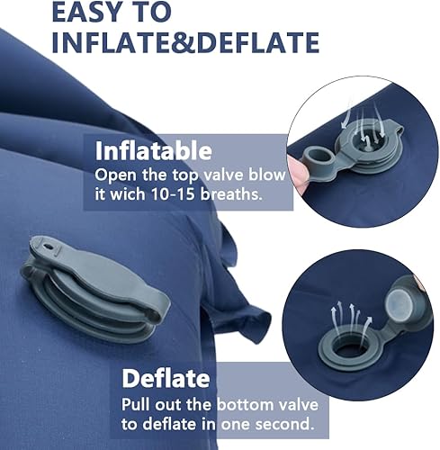 Miniatura 5 de Colchoneta de dormir para camping, colchoneta inflable con almohada y bomba de pie integrada, autoinflable y compacto, colchón de aire ultraligero