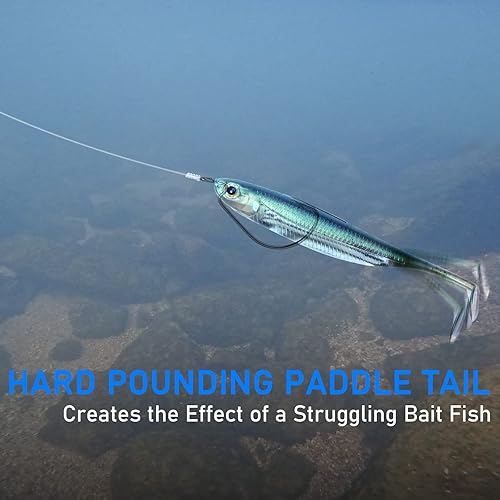 Miniatura 3 de Dr.Fish Cebos de natación de cola de remo, señuelos de pesca de plástico suave para pesca de lubina, 2-34 a 4-34 pulgadas, cebo de sombra de