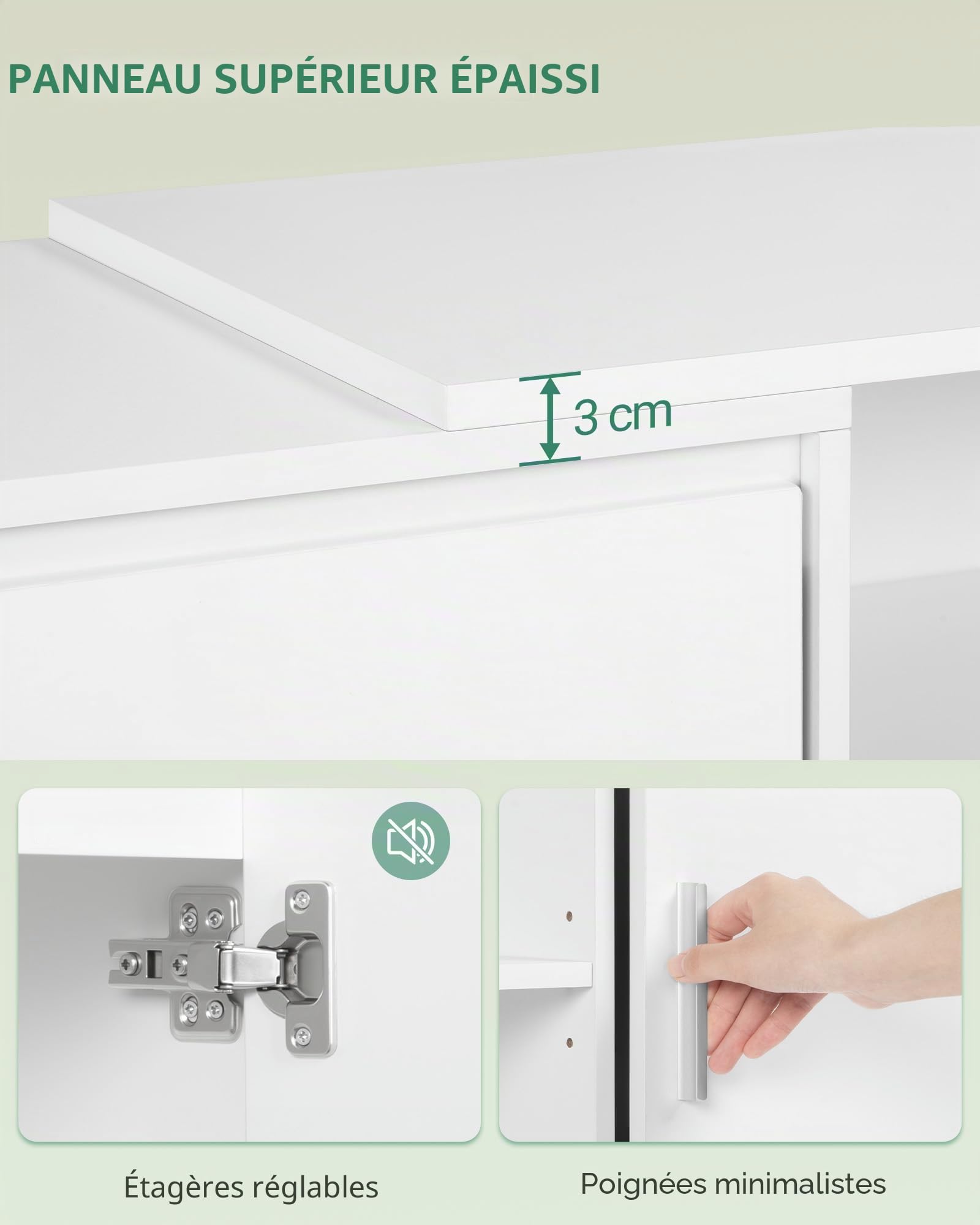 Hzuaneri Ensemble Meuble TV Mural, Ensemble de Salon 3 Pièces avec 1 Meuble TV et 2 Meubles de Rangement Suspendus, Grand Espace de Stockage pour Séjour, Blanc TV00103W