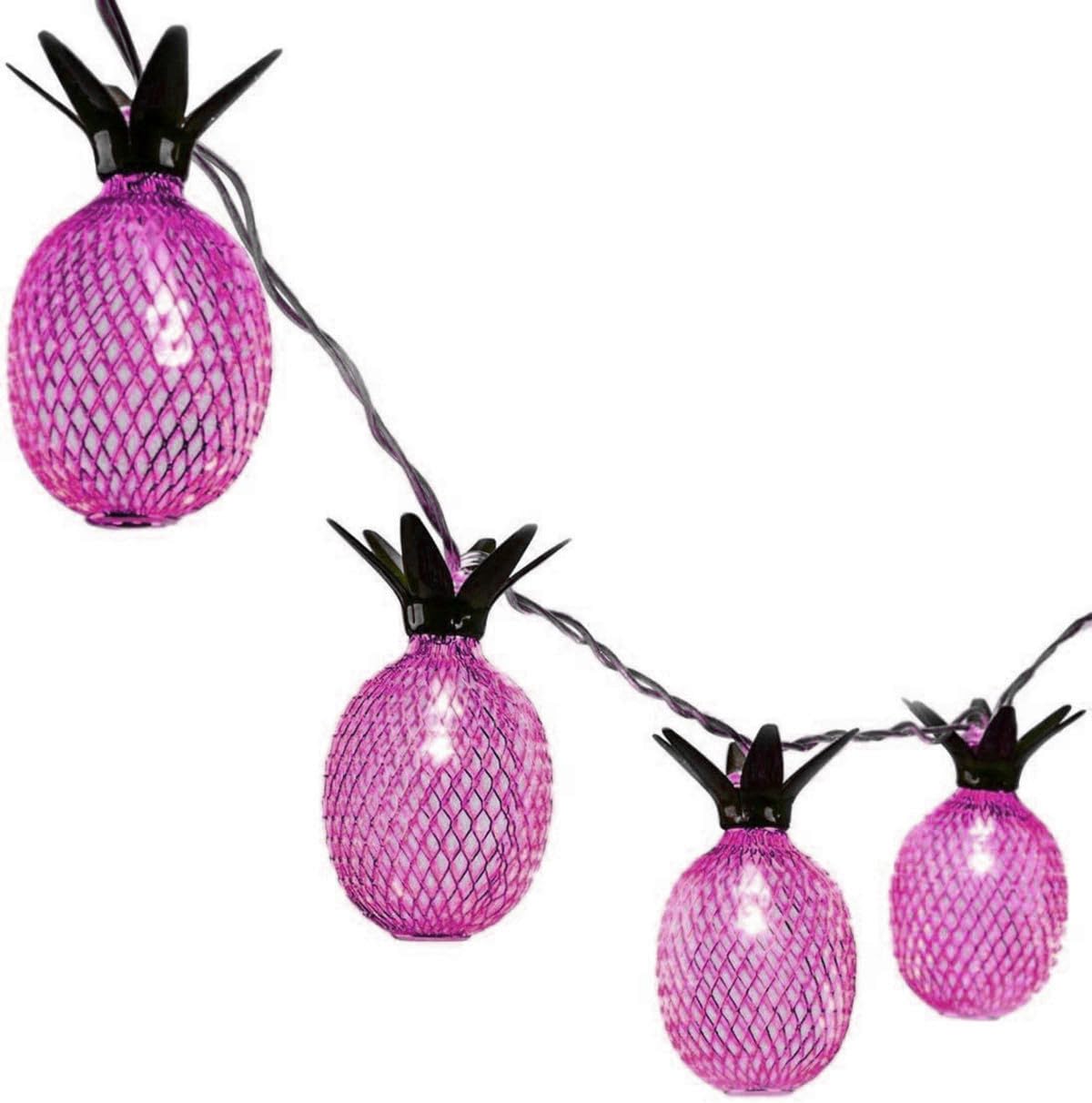 Qqy Pink Pineapple String Lights, Led Fairy Lights Battery Powered For Party Wedding Christmas Birthday Decorations (2M 10Led, )