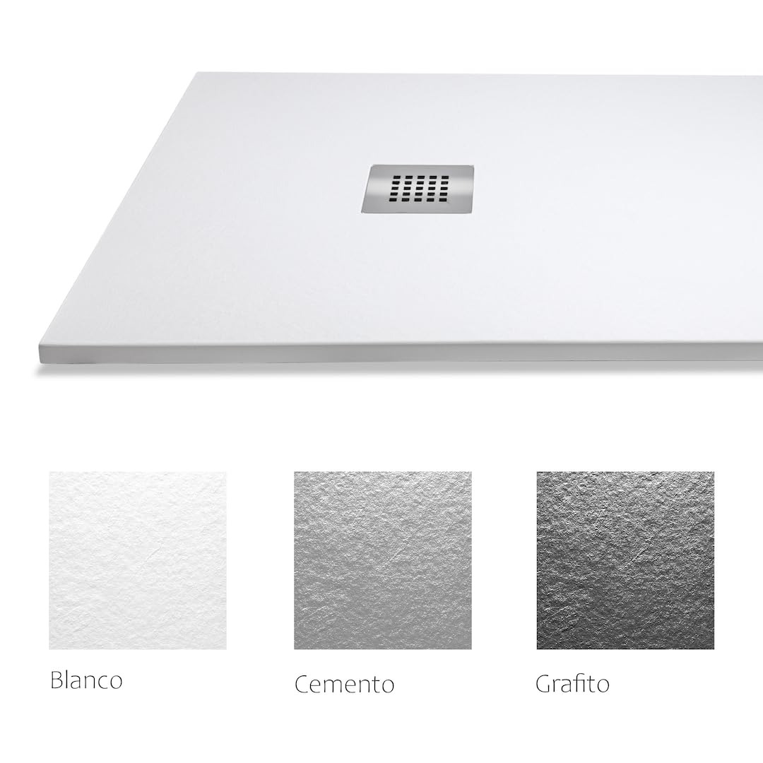 Platos de Ducha Antideslizantes de Resina, Antibacterianos, Resistentes al Calor y Rayados, Nula Absorción de Agua, Blanco, Negro y Beige (Ral 9003 BLANCO, 70 x 110)