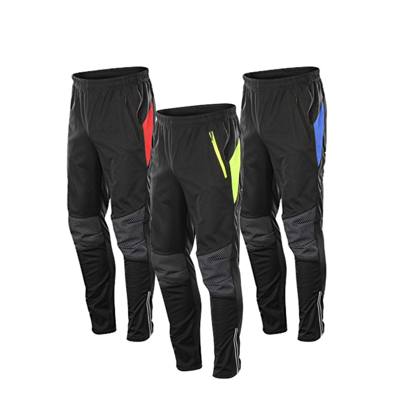 Herren Fahrradhose Lang Winddicht, MTB Radhose Laufhose für männer, Fleece Thermo Radlerhose schwarz