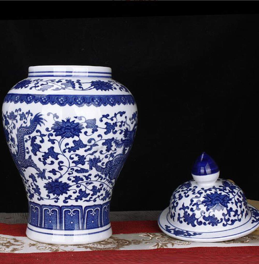 Jarrón De Cerámica Blanca Y Azul - Diseño Rústico Francés, Aprox. 30 Cm De Alto, Perfecto Para Flores Y Decoración De Hogar