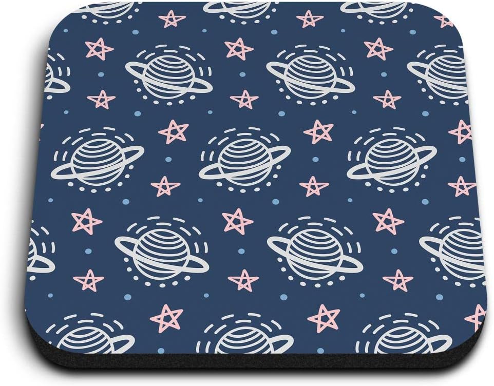1x Square MDF Magnet 5cm - Cosmic Space Galaxy Pattern Saturn Planet - Fridge Locker Office Whiteboard Toolbox #170154