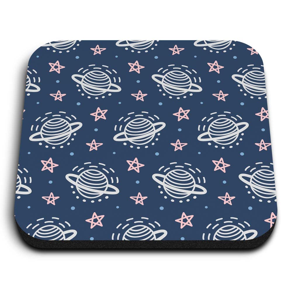 1x Square MDF Magnet 5cm - Cosmic Space Galaxy Pattern Saturn Planet - Fridge Locker Office Whiteboard Toolbox #170154