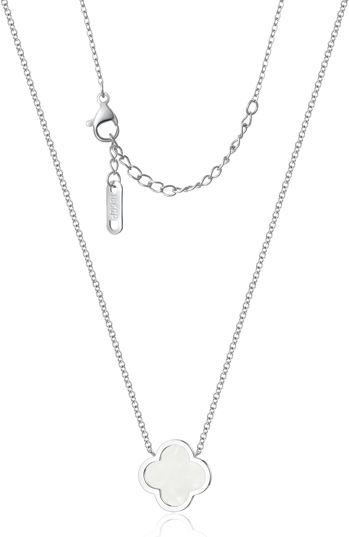 Unique Four Leaf Clover Necklace for Women Girl White Black Blue Red Lucky Clover Pendant,18K Gold Plated Jewelry Christmas Valentine's Day Gifts