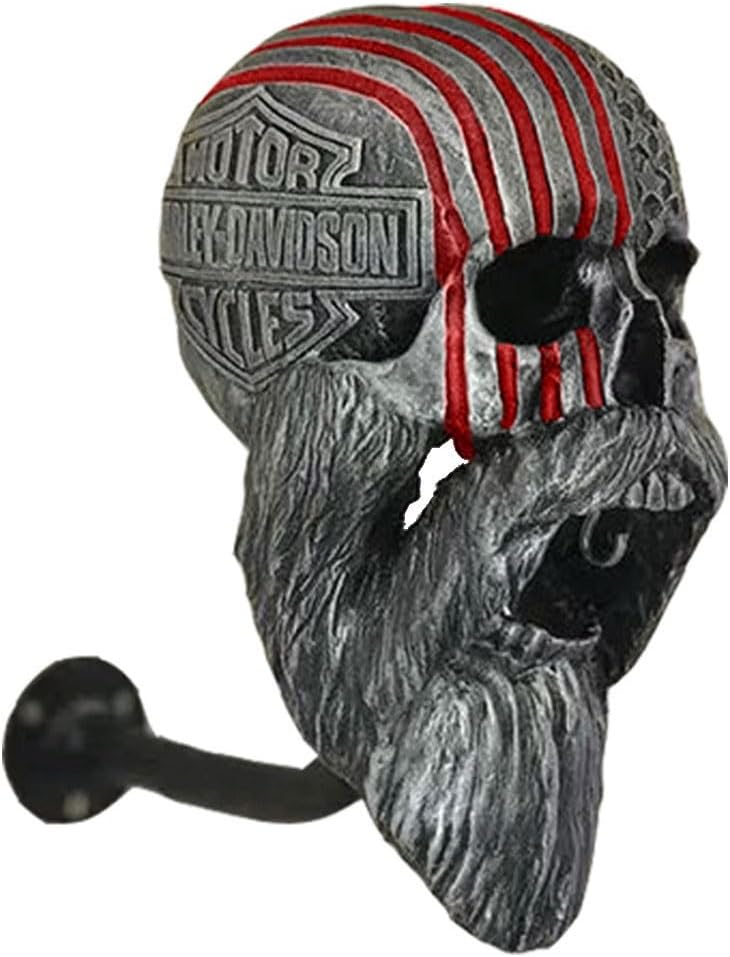 HKFBHFKM Skull Helmet Holder, Motorcycle Helmet Stand Rack Wall Mount, Resin Crafts Multi-uses Hat Stand for Bike, Baseballs and Rugby Helmet