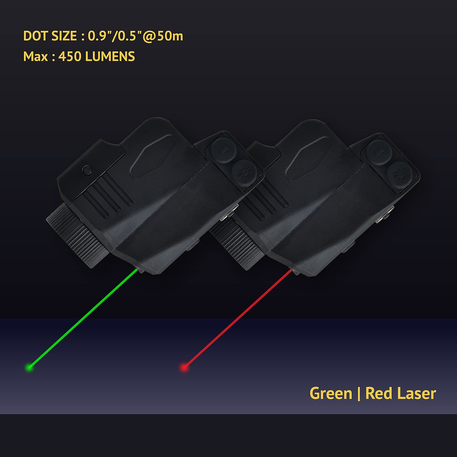 Pistol Light with Red&Green Laser Beam for Guns, Rechargeable Compact