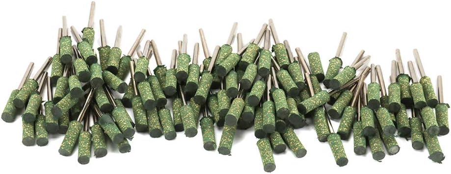 100Pcs 1/8" Shank Grinding Heads Abrasive Cylindrical-shaped Rubber Grinding Heads Rotary Tools Deburring Polishing - Head: 12mm