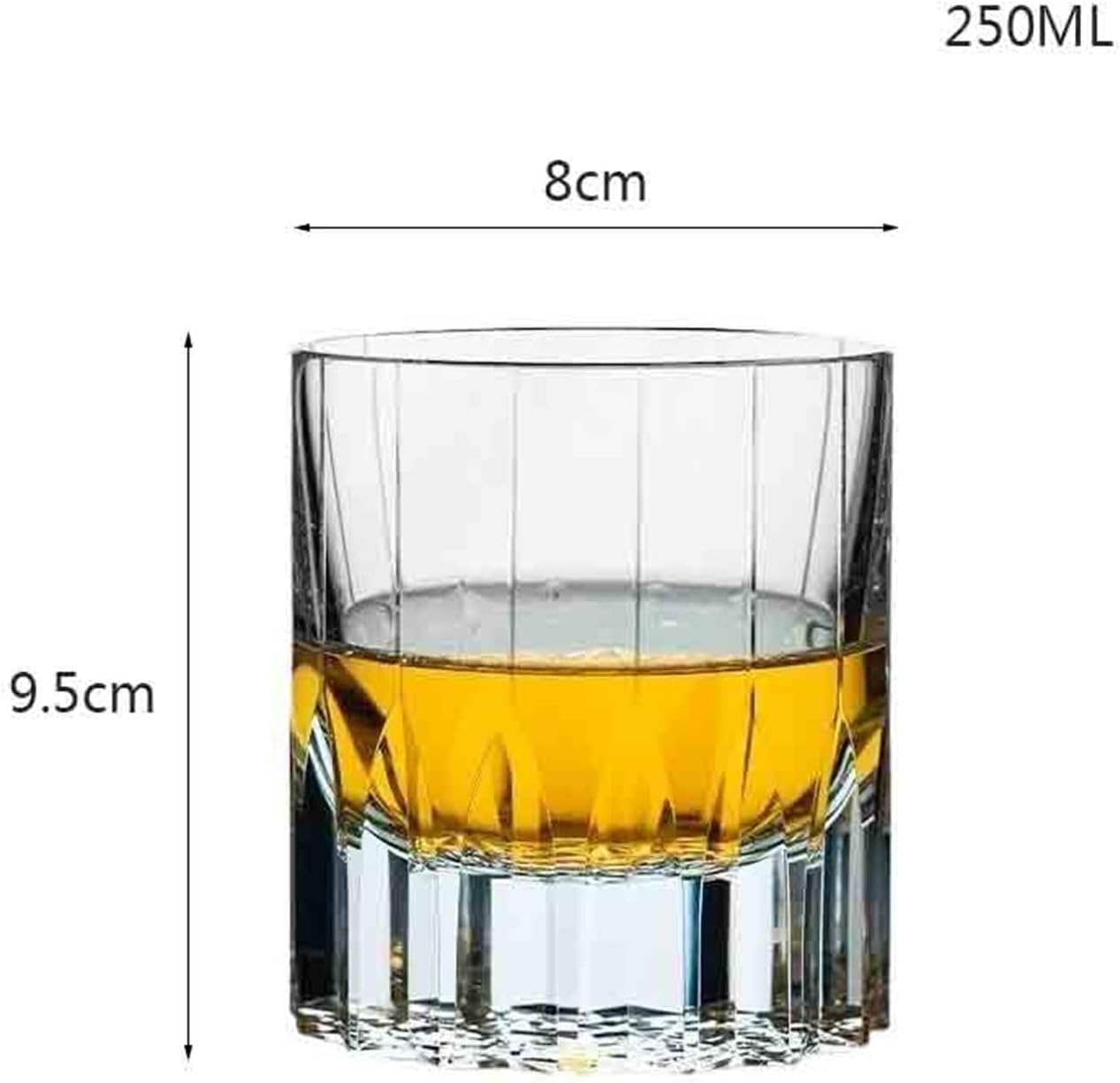 Glass Cups Crystal Whiskey Glasses, 8.8Oz Fine Carved Heavy Base Old Fashioned Bourbon for Juice