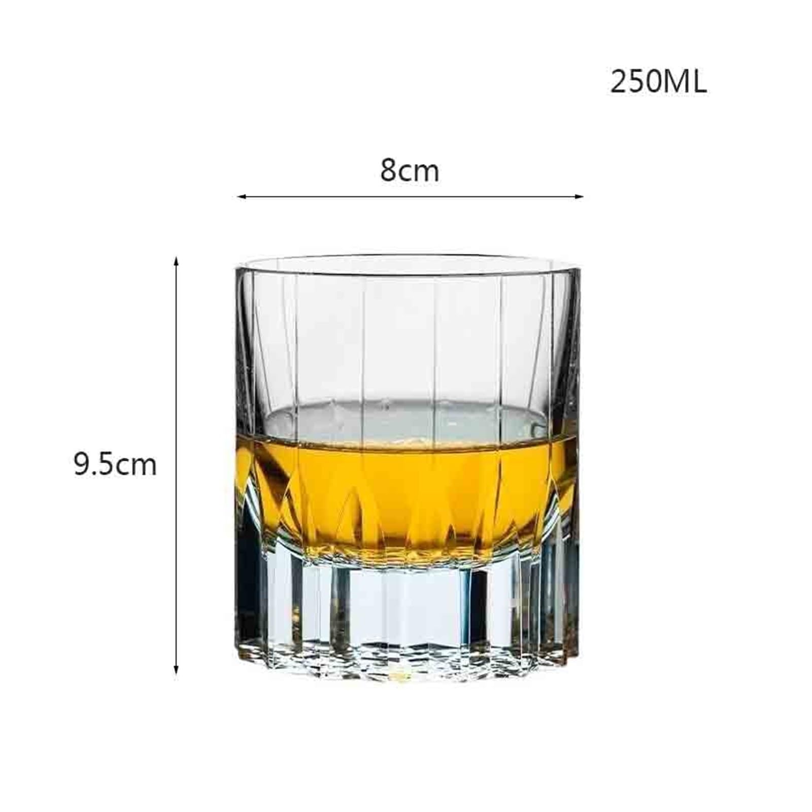 Trinkgläser Kristall-Whiskygläser, 250 ml, fein geschnitzt, schwerer Boden, Old Fashioned Bourbon-Gläser