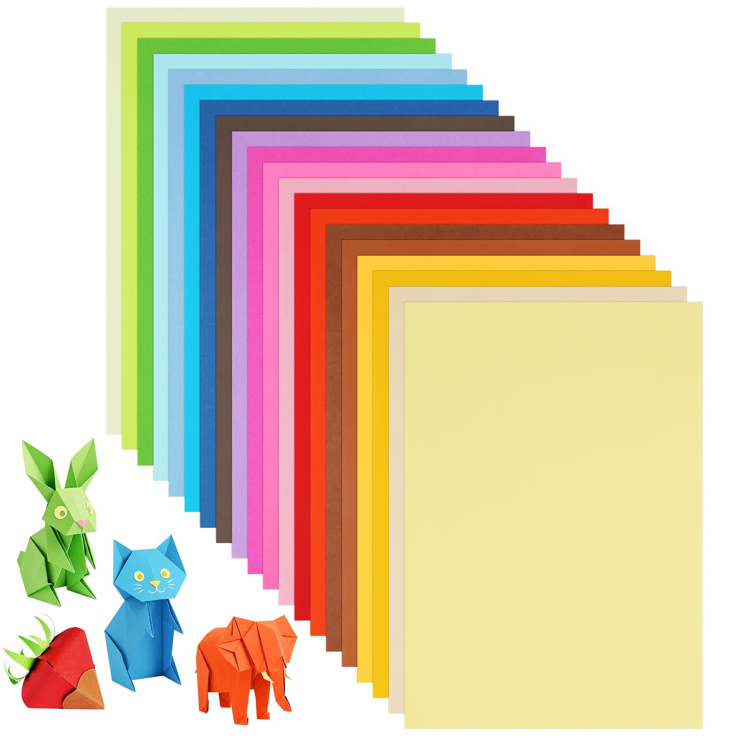 SULOLI A4 Origami Paper, 200 Sheets of Coloured Craft Paper, 20 Vibrant Colors Double Sided Printing Paper for Art & Craft Activities School DIY Projects - 297 x 210 mm