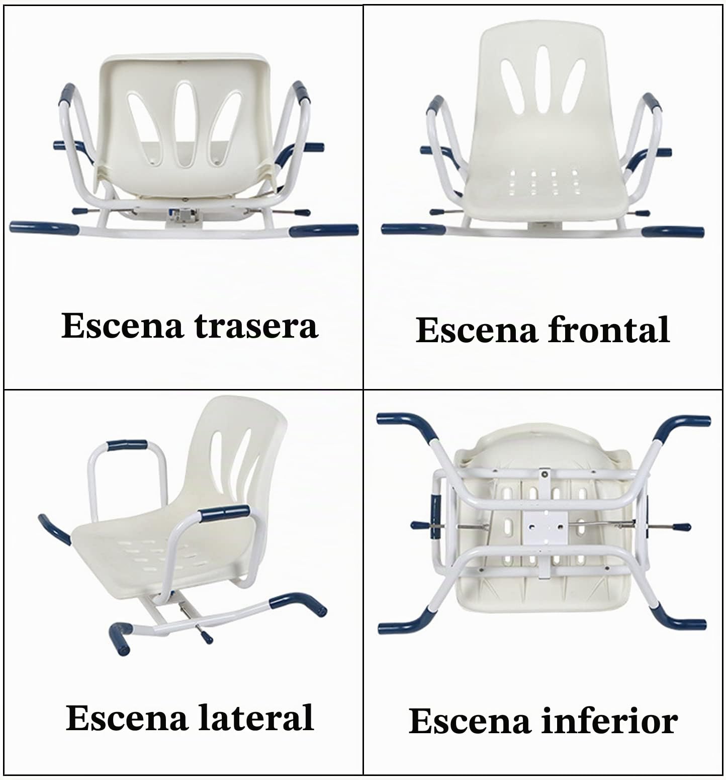 Silla Giratoria Bañera para Personas Mayores y Discapacitados, Taburete de Baño Ducha con Reposabrazos y Respaldo, Antideslizante, Reducir la Actividad para Evitar Lesiones