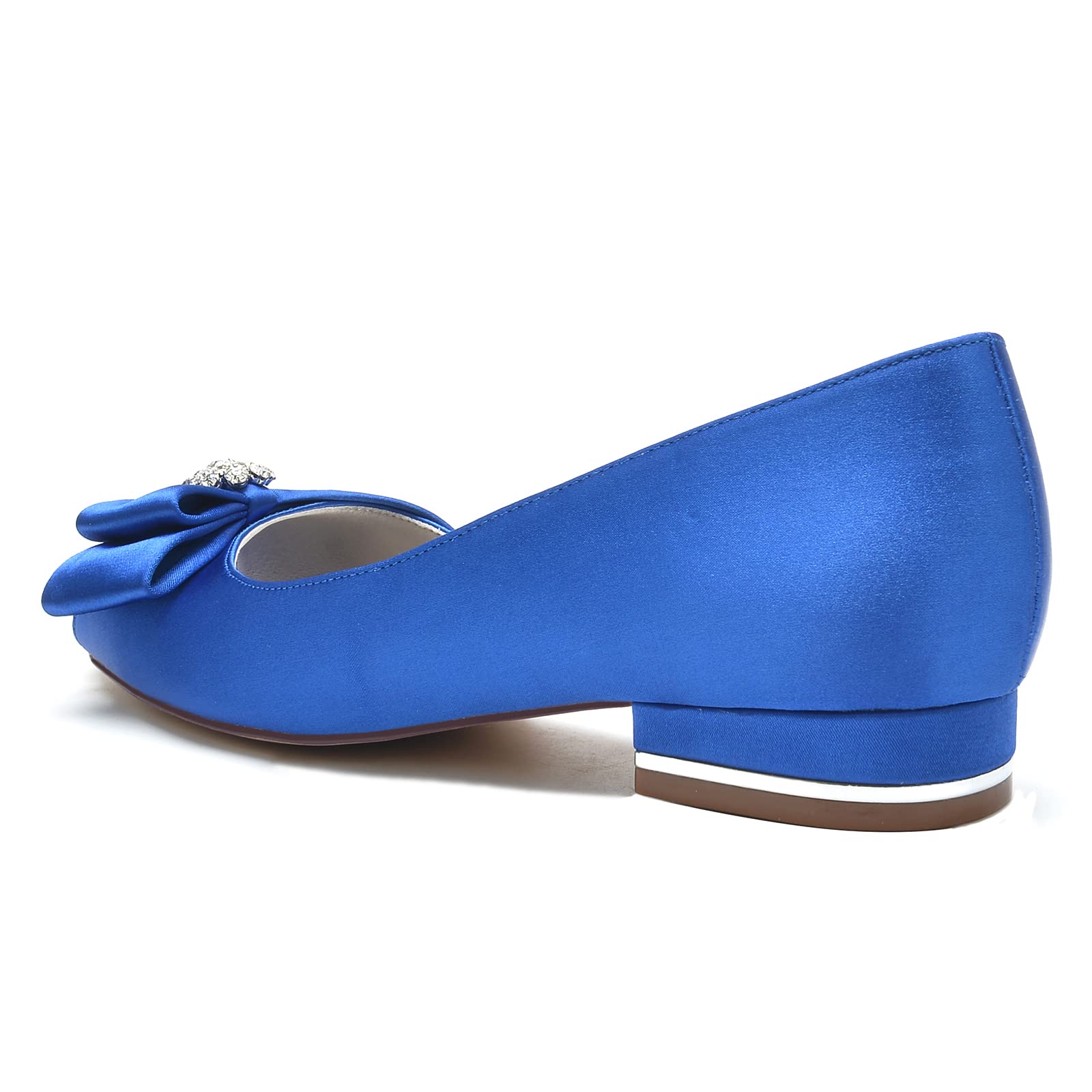 Bailarinas Peep Toe de Raso para Mujer Planas, Zapatos D'Orsay con Lazo Estructurado y Centro de Cristal, Zapatos de Boda o Fiesta y Eventos Especiales