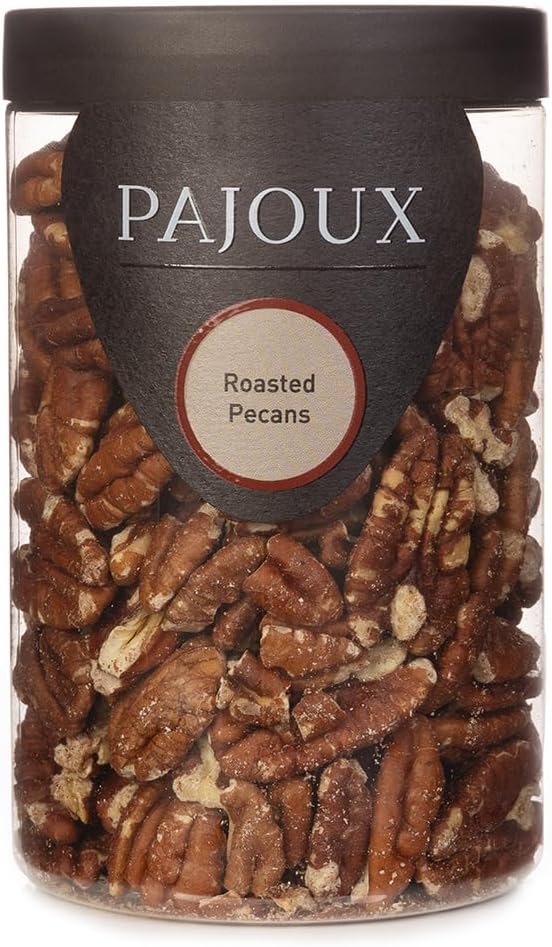 Pajoux Roasted Pecans (Large) 170g | Whole Pecans - Roasted UNSALTED Pecans - GMO Free - Nuts in a Gift Jar