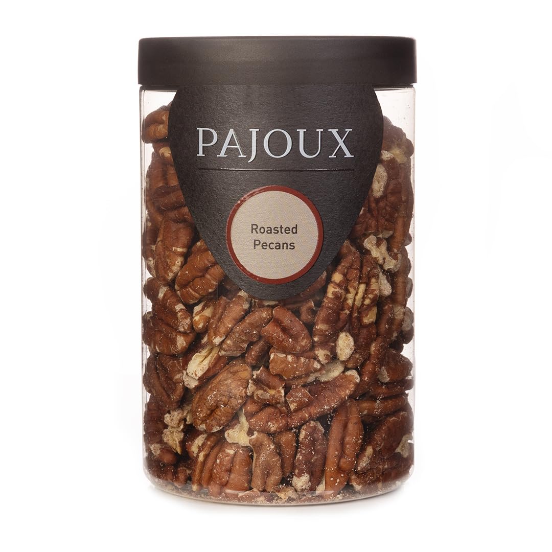 Pajoux Roasted Pecans (Large) 170g | Whole Pecans - Roasted UNSALTED Pecans - GMO Free - Nuts in a Gift Jar