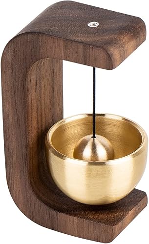 Miniatura 7 de Campana decorativa dorada para apertura de puerta, timbre magnético de madera con campana de latón, campanilla colgante de entrada ideal para pared,