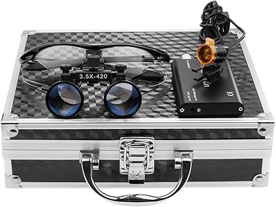 3.5X Binocular Loupe Magnifier with 3W Headlight Loupe Lamp Clip Filter Type Aluminum Box (Black)