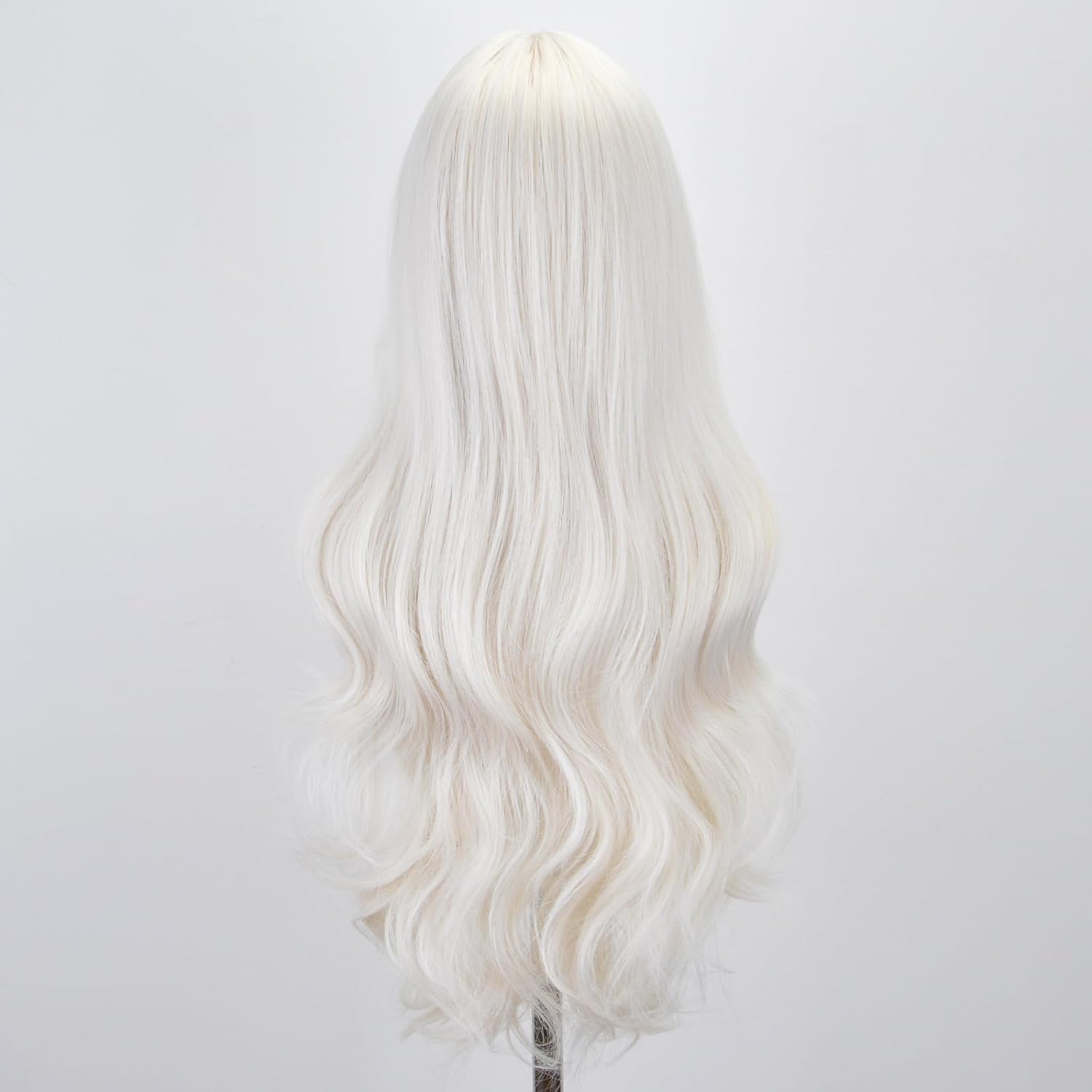 STYLER White Wig with Bangs for Women -26 Inch Long Wavy White Wigs Synthetic Heat Resistant Hair Natural Looking Wigs for Daily Use Halloween Christmas Cosplay Party