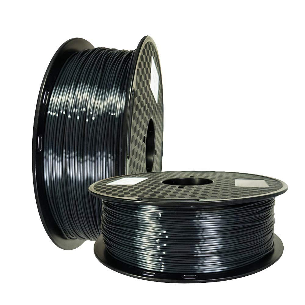Silk Black PLA 3D Printer Filament 1.7 5mm 1KG Spool Shiny Silky Metallic Metal PLA 3D Printing Material Widely Compatible FDM 3D Printers HZST3D